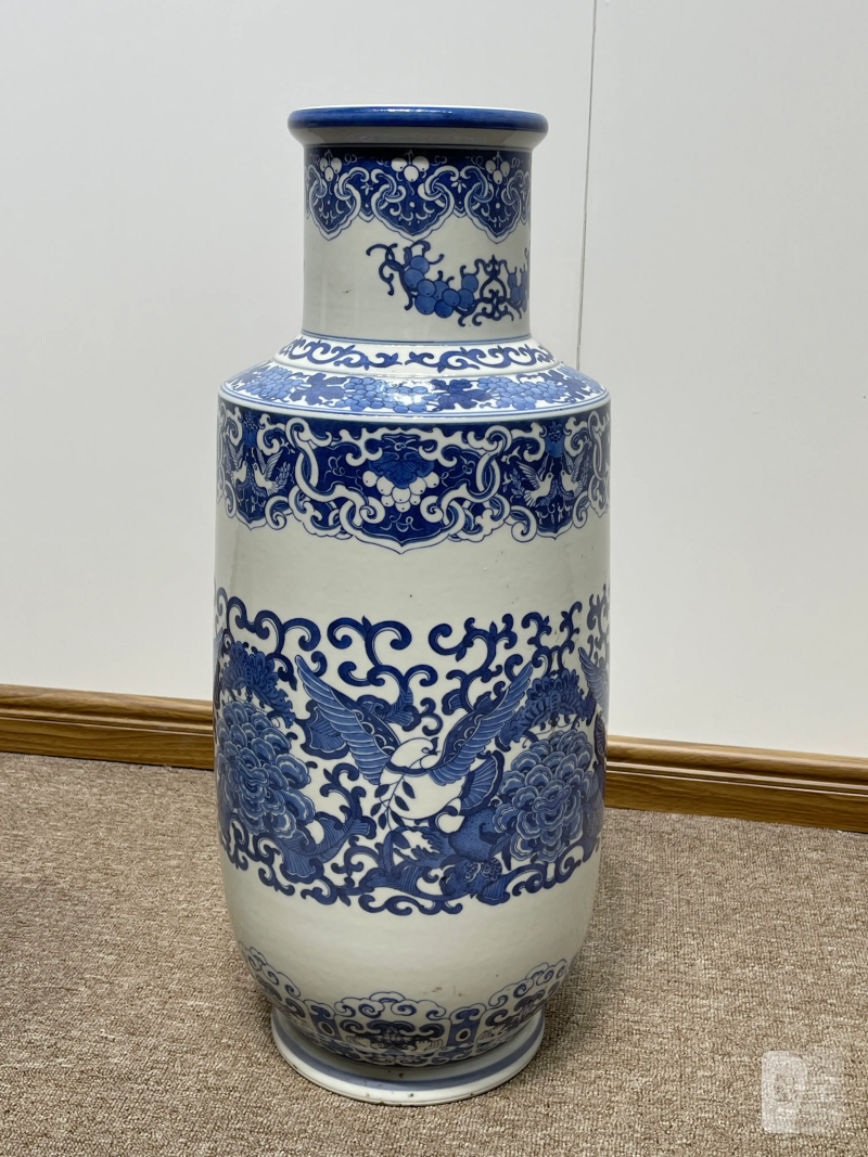 50年代 青花和平鸽纹大棒槌瓶 - 图2